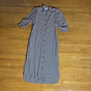 Ganni Black and Tan Checked Buttondown Dress- size 38